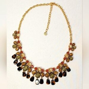 Talbots Rhinestone Gold and Brown Tortoise Shell Dangles Necklace